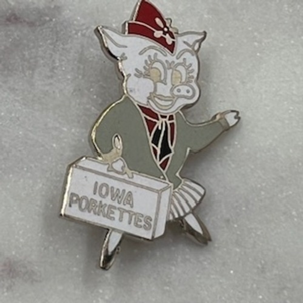 Vintage Iowa‎ Porkettes Enamel Pin Pig Mascot Agriculture Farming Memorabilia